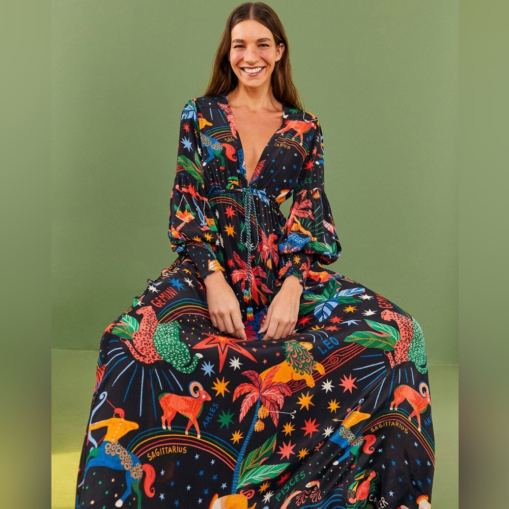 FARM Rio Zodiac Maxi Dress size Medium NWT!